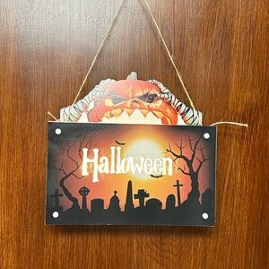 Halloween wood Lighted Door Hanging Sign